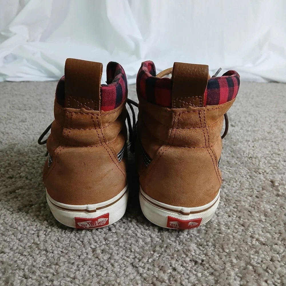 Vans Sk8-Hi MTE Gingerbread Brown Plaid Suede High Top Sneakers Mens 9.5